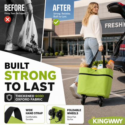 2-in-1 Foldable Shopping Cart-Portable Lightweight Grocery Trolley