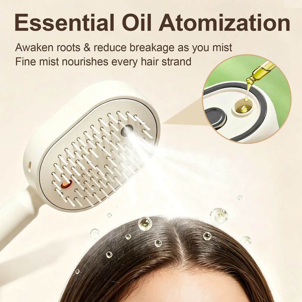 Essential Oil Mist Comb, Anti-Tangle Electric Massage Brush