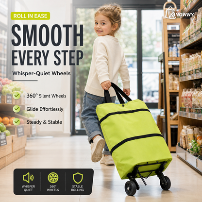 2-in-1 Foldable Shopping Cart-Portable Lightweight Grocery Trolley