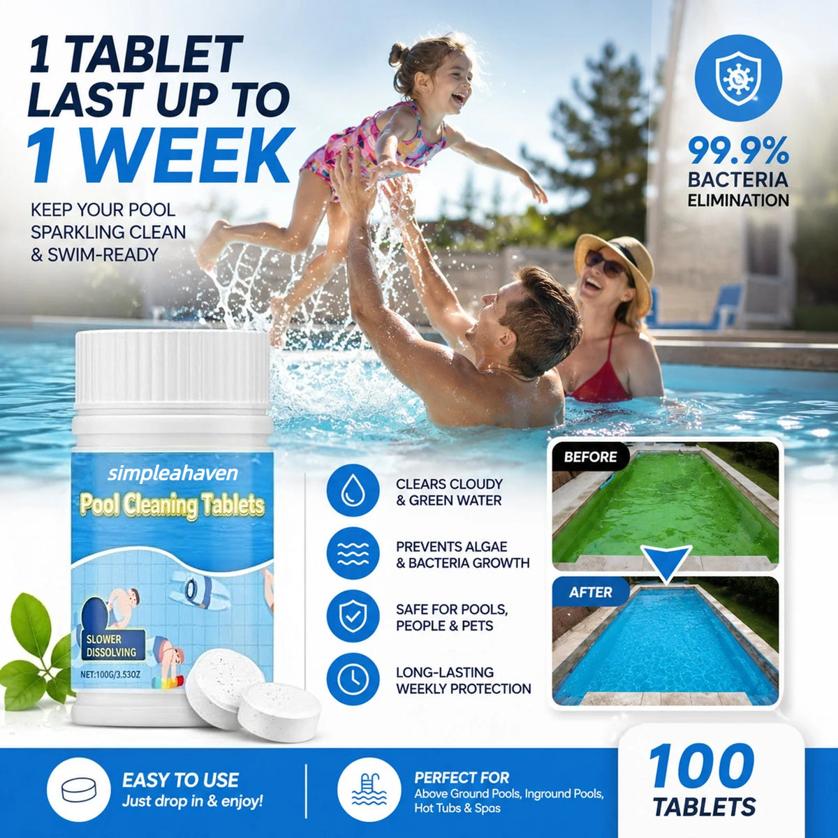 The Next-Gen Pool Purifier is here! 2X Stronger Algae Control, Gentle & Safe for Kids!