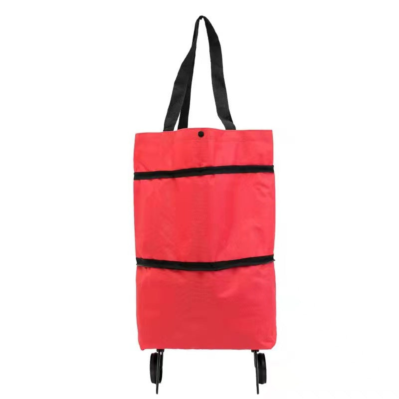 2-in-1 Foldable Shopping Cart-Portable Lightweight Grocery Trolley