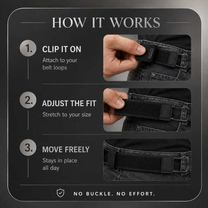 No Buckle Belt - FREE, COMFORT ALL DAY, adjustable Fit for Every Waist- No Holes, No Hassle