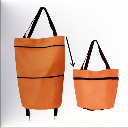 2-in-1 Foldable Shopping Cart-Portable Lightweight Grocery Trolley
