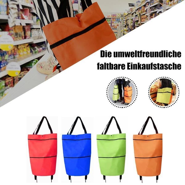 2-in-1 Foldable Shopping Cart-Portable Lightweight Grocery Trolley
