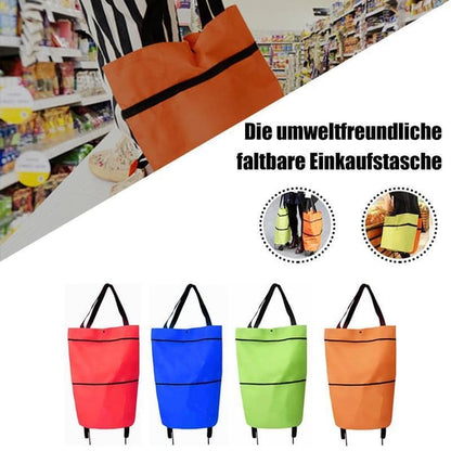 2-in-1 Foldable Shopping Cart-Portable Lightweight Grocery Trolley