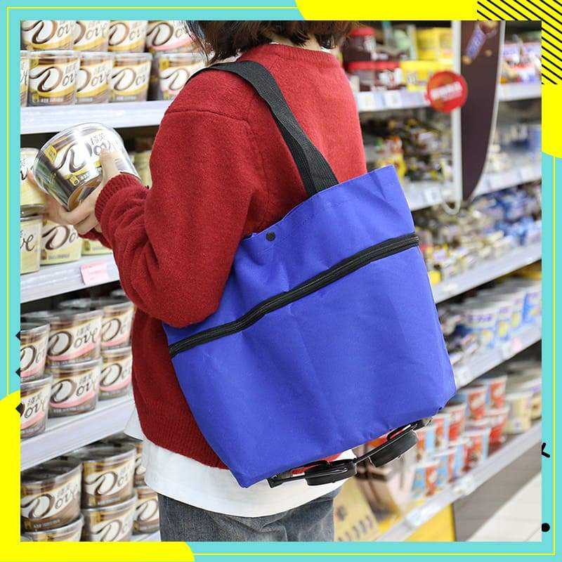 2-in-1 Foldable Shopping Cart-Portable Lightweight Grocery Trolley