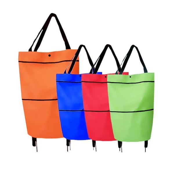 2-in-1 Foldable Shopping Cart-Portable Lightweight Grocery Trolley