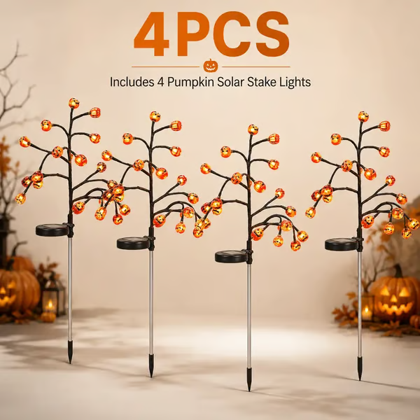 🎃 Pumpkin Solar Stake Lights – Halloween Outdoor Yard Decor